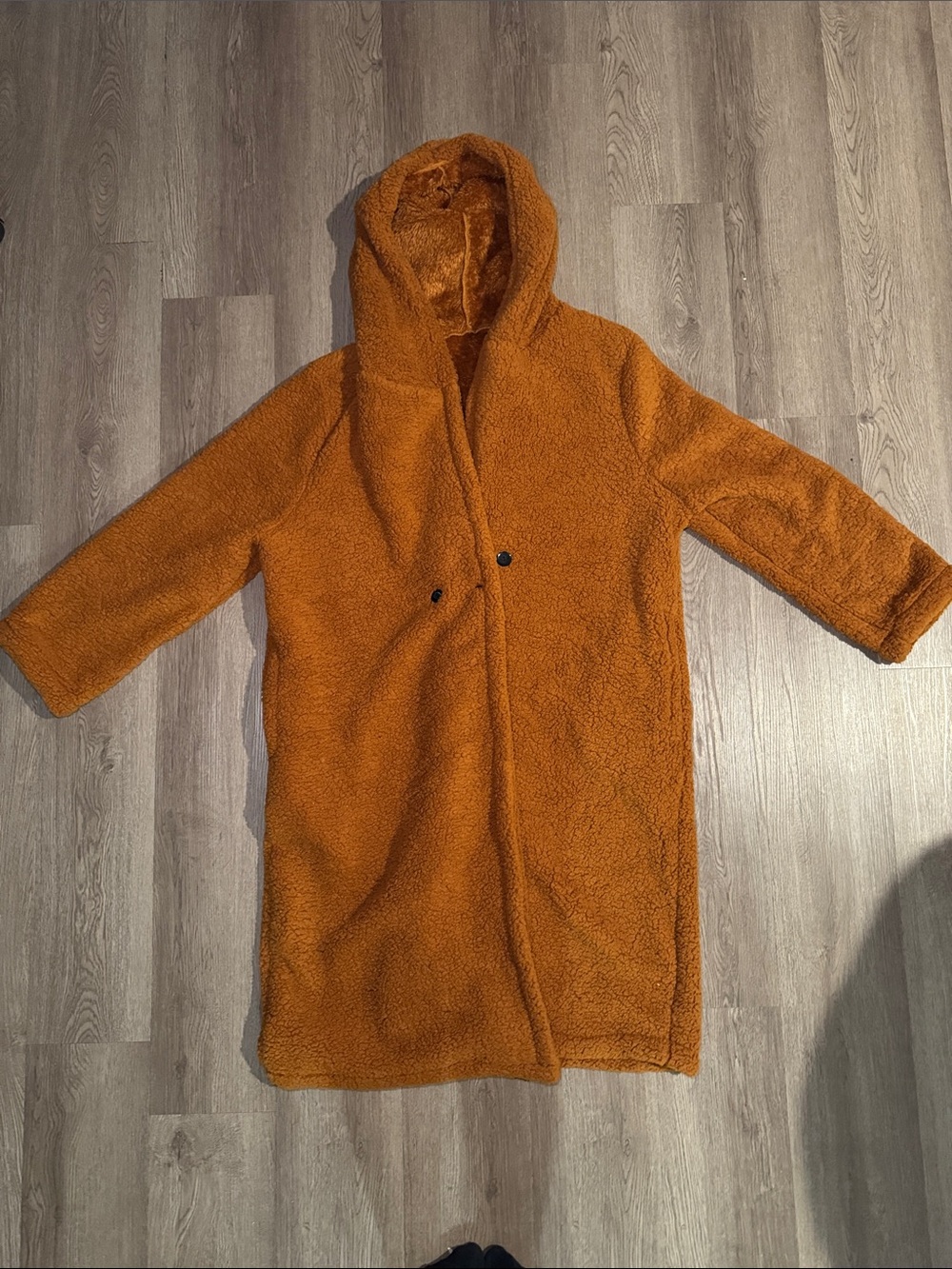 Women's Hooded Teddy Trench Coat - Rust